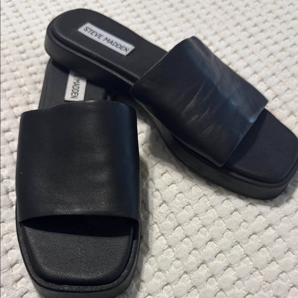 Steve Madden Black Slide Sandals